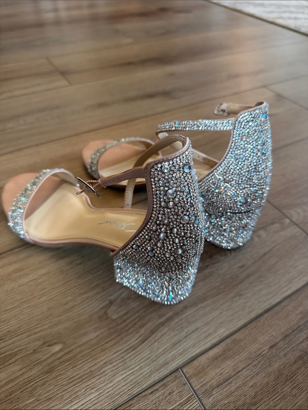 Betsey Johnson Mari Silver Heel Crystals Sandal Women's 9
